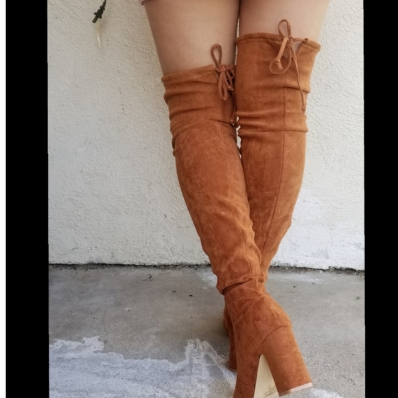 Just In Boots over knee camel Vegan Suede - Picture 9 of 9